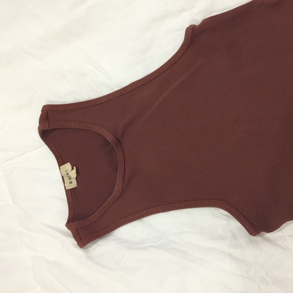 DONNI. Ribbed Tank Top in Brown